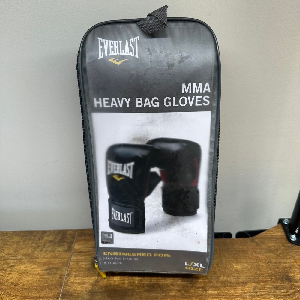 Everlast MMA Heavy Bag Gloves Black Red L/XL Evercool Training Mitts PO-005971